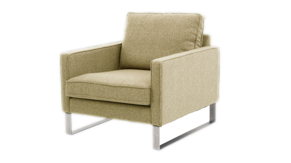 Кресло одноместное Даллас (каркас алюм. муар, ткань/рогожка (KITON сливочный 01) / категория 2)