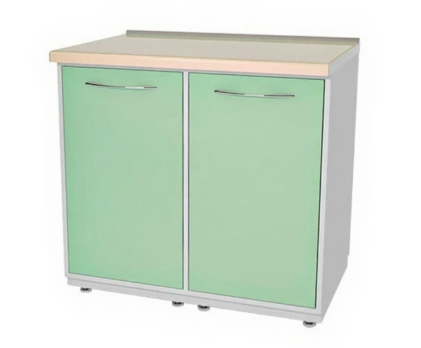 Стол-тумба лабораторный металлический Артинокс AR-L11 (белый RAL 9003, фасад - бело-зеленый RAL 6019)