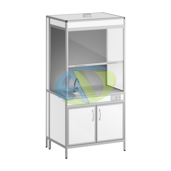 Шкаф вытяжной лабораторный с мойкой АСК ШВ.02.00 А Оптима (пластик белый)