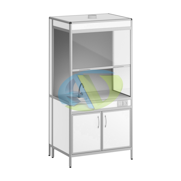 Шкаф вытяжной лабораторный с мойкой АСК ШВ.02.01 А Оптима (пластик белый)