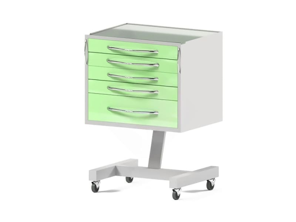 Столик передвижной Артинокс AR-35.1 (белый RAL 9003, фасад - бело-зеленый RAL 6019)