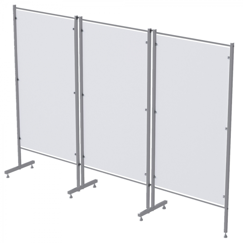 Ширма медицинская трехсекционная МСК-35303П-01 без колес (нержавеющая сталь)