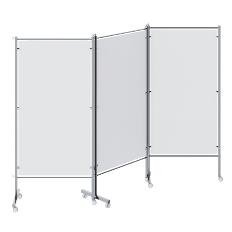 Ширма медицинская трехсекционная МСК-35303П на колесах (нержавеющая сталь)