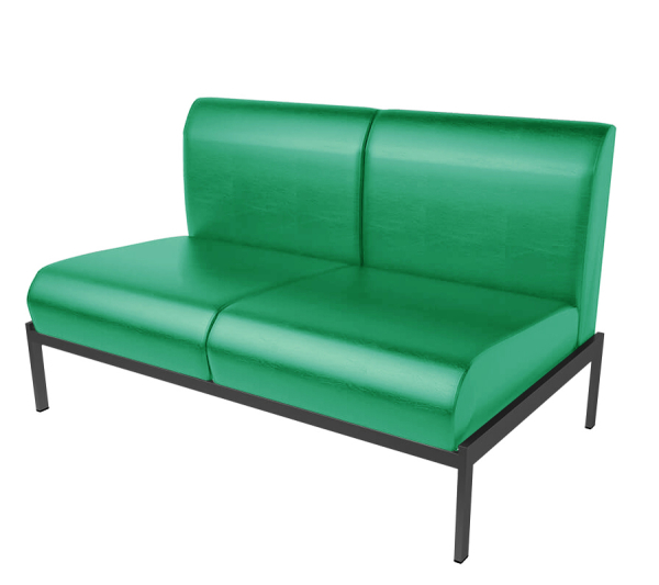 Диван двухместный Дилан (каркас черный муар, кож.зам. К-18 ярко-зеленый)