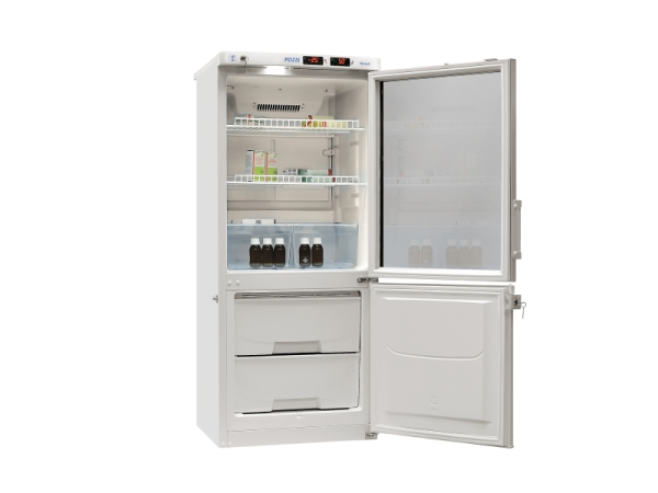 Холодильник лабораторный ХЛ-250 ПОЗИС с тонированной стеклянной и металлической дверью (цвет белый)