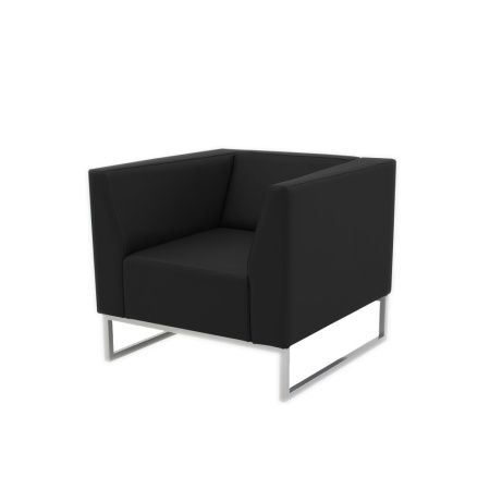 Кресло одноместное Левис (каркас черный муар, кож. зам. Oregon 16 черный)