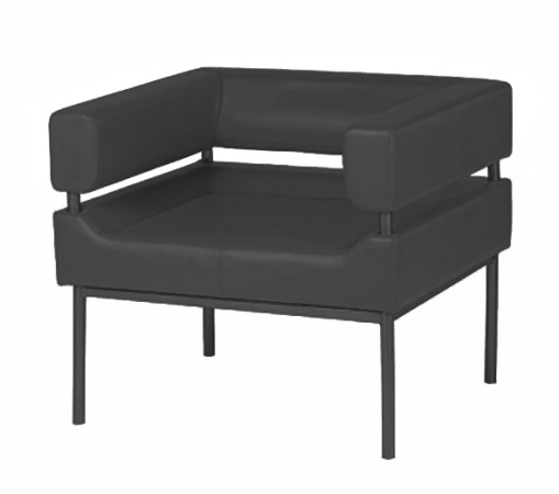Кресло одноместное Шевалье (каркас черный муар, кож.зам. К-01 черный)