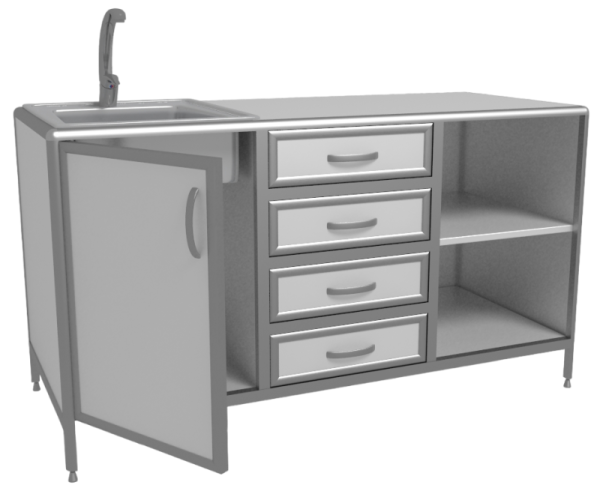 Лабораторный стол с мойкой СЛМ 3-02