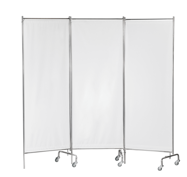 Ширма медицинская трехсекционная Ока-Медик на колесах (нержавеющая сталь)
