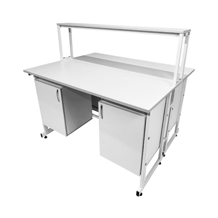 Стол лабораторный островной Сло 22.010 с надстройкой