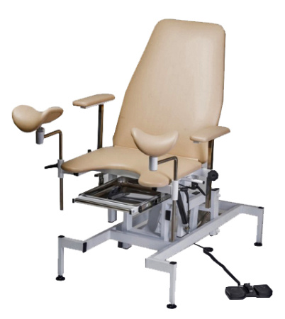 Кресло гинекологическое КСГ-02э электропривод (пульт ножной, кож. зам. бежевый 1044 Skaden)
