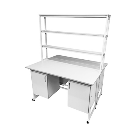 Стол лабораторный островной Сло 22.022 с надстройкой