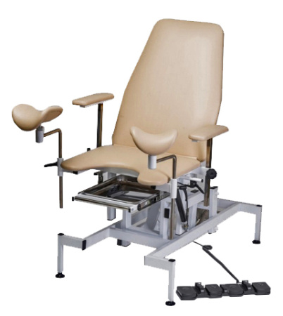 Кресло гинекологическое КСГ-02э-2 электропривод (пульт ножной, кож. зам. бежевый 1044 Skaden)