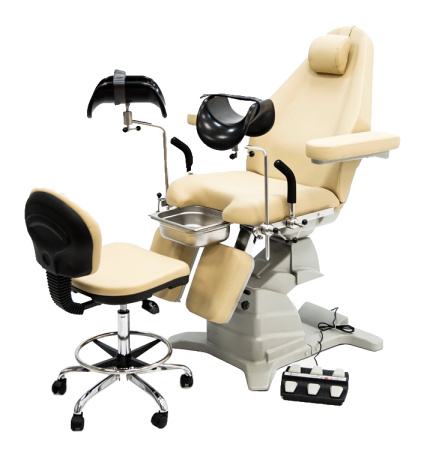 Кресло гинекологическое MET GK 02 в комплекте со стулом врача (бежевый)